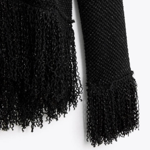 Zara Studio Black Fringe Cardigan - Picture 2 of 13